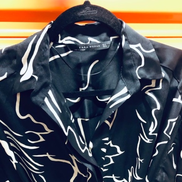 ZARA Satin Midi Dress w Print, S, New - Picture 3 of 9